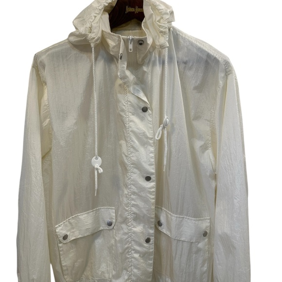 Vintage MS Cambridge Hooded Jacket Hidden Full Zip Snap Buttons Pockets Size Med - Picture 4 of 14